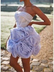 Ball Gown Homecoming Dresses Corsets Dress Graduation Party Wear Short / Mini Sleeveless Strapless Tulle with Ruched