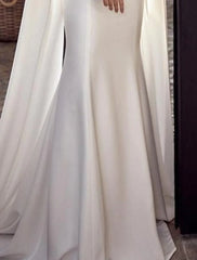 Mermaid Party Dress Evening Gown Maxi Dress Formal Wedding Guest Court Train Sleeveless Jewel Neck Capes  Chiffon with Shawl 2025