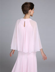 Aimishang  Mermaid / Trumpet Mother of the Bride Dress Elegant Jewel Neck Ankle Length Chiffon Long Sleeve No with Beading