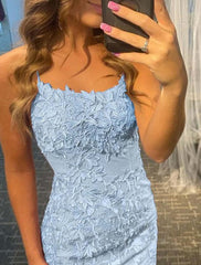 Sheath / Column Homecoming Dresses Princess Dress Birthday Short / Mini Sleeveless Spaghetti Strap Tulle with Appliques