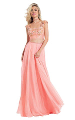 Rachel Allan Prom Long Two Piece Floral Dress 6130