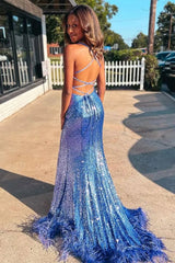 Radiant Sequin Mermaid Prom Dresses 2025 with Slit & Spaghetti Strap – FD5077