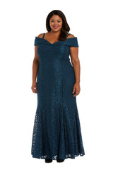 R&M Richards 2047W Plus Size Long Formal Lace Gown