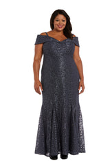 R&M Richards 2047W Plus Size Long Formal Lace Gown
