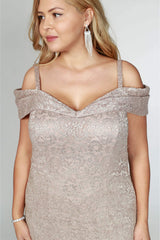 R&M Richards 2154W Short Plus Size Dress Champagne