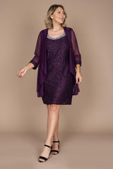 R&M Richards 2208W Short Lace Mother Of The Bride Dress
