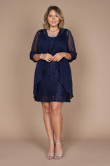 R&M Richards 2208W Short Lace Mother Of The Bride Dress