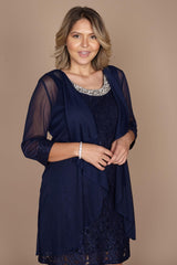 R&M Richards 2208W Short Lace Mother Of The Bride Dress
