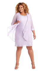 R&M Richards 2208W Short Lace Mother Of The Bride Dress