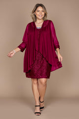 R&M Richards 2208W Short Lace Mother Of The Bride Dress
