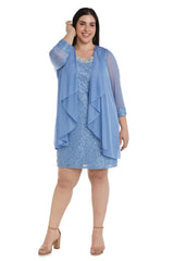 R&M Richards 2208W Short Lace Mother Of The Bride Dress