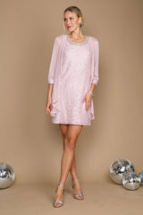 R&M Richards 2208W Short Lace Mother Of The Bride Dress