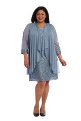 R&M Richards 2208W Short Lace Mother Of The Bride Dress