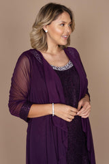 R&M Richards 2208W Short Lace Mother Of The Bride Dress