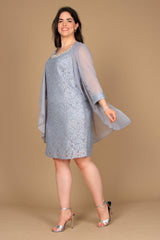 R&M Richards 2208W Short Lace Mother Of The Bride Dress