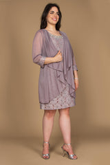 R&M Richards 2208W Short Lace Mother Of The Bride Dress