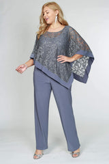 R&M Richards 2289W Plus Size Formal Cape Pant Suits