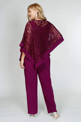 R&M Richards 2289W Plus Size Formal Cape Pant Suits