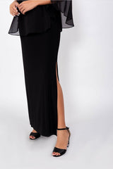 R&M Richards 2328 Long Formal Chiffon Cape Dress Black