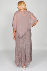 R&M Richards 2344 Long Mother Of The Bride Cape Lace Dress
