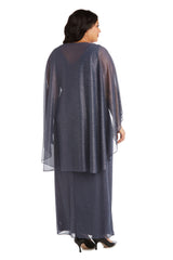 R&M Richards 2384W Long Plus Size Formal Cape Gown