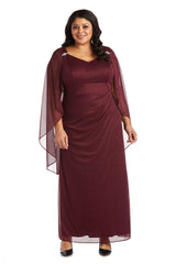 R&M Richards 2384W Long Plus Size Formal Cape Gown