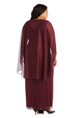 R&M Richards 2384W Long Plus Size Formal Cape Gown