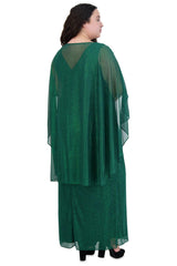 R&M Richards 2384W Long Plus Size Formal Cape Gown