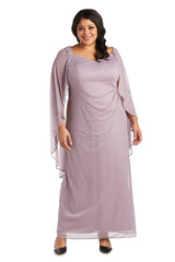 R&M Richards 2384W Long Plus Size Formal Cape Gown