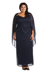 R&M Richards 2384W Long Plus Size Formal Cape Gown