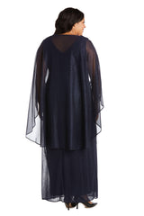R&M Richards 2384W Long Plus Size Formal Cape Gown
