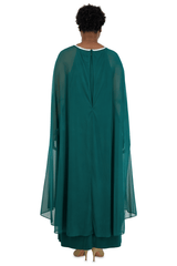 R&M Richards 2487W Plus Size Maternity Long Formal Cape Gown