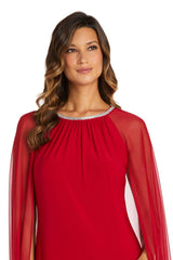 R&M Richards 2487W Plus Size Maternity Long Formal Cape Gown