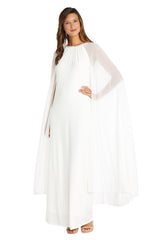 R&M Richards 2487W Plus Size Maternity Long Formal Cape Gown
