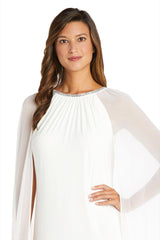 R&M Richards 2487W Plus Size Maternity Long Formal Cape Gown