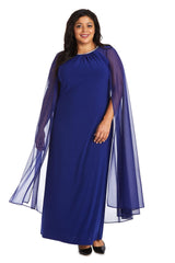 R&M Richards 2487W Plus Size Maternity Long Formal Cape Gown