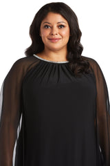 R&M Richards 2496W Short Plus Size Cape Dress