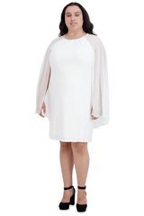 R&M Richards 2496W Short Plus Size Cape Dress