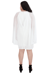 R&M Richards 2496W Short Plus Size Cape Dress