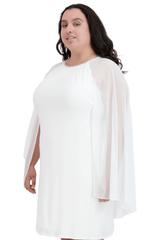 R&M Richards 2496W Short Plus Size Cape Dress