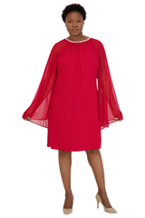 R&M Richards 2496W Short Plus Size Cape Dress