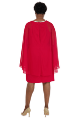 R&M Richards 2496W Short Plus Size Cape Dress