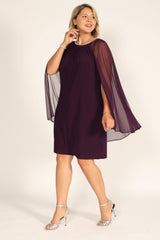 R&M Richards 2496W Short Plus Size Cape Dress