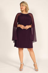 R&M Richards 2496W Short Plus Size Cape Dress
