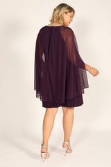 R&M Richards 2496W Short Plus Size Cape Dress