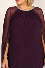 R&M Richards 2496W Short Plus Size Cape Dress