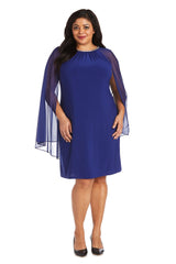 R&M Richards 2496W Short Plus Size Cape Dress