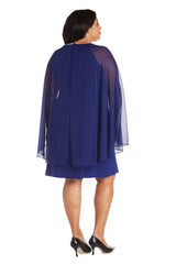 R&M Richards 2496W Short Plus Size Cape Dress