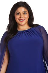 R&M Richards 2496W Short Plus Size Cape Dress