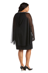 R&M Richards 2496W Short Plus Size Cape Dress